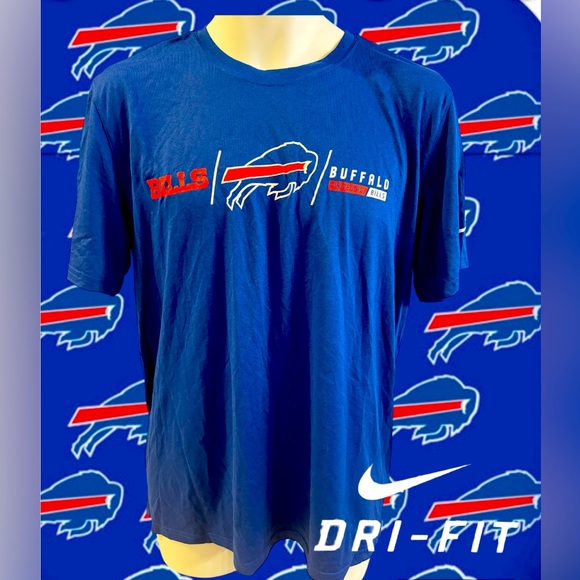 Buffalo Bills Mafia NFL Nike Dri-Fit Men’s Large L Polyester Wick Blue Shirt NWT - Picture 1 of 8